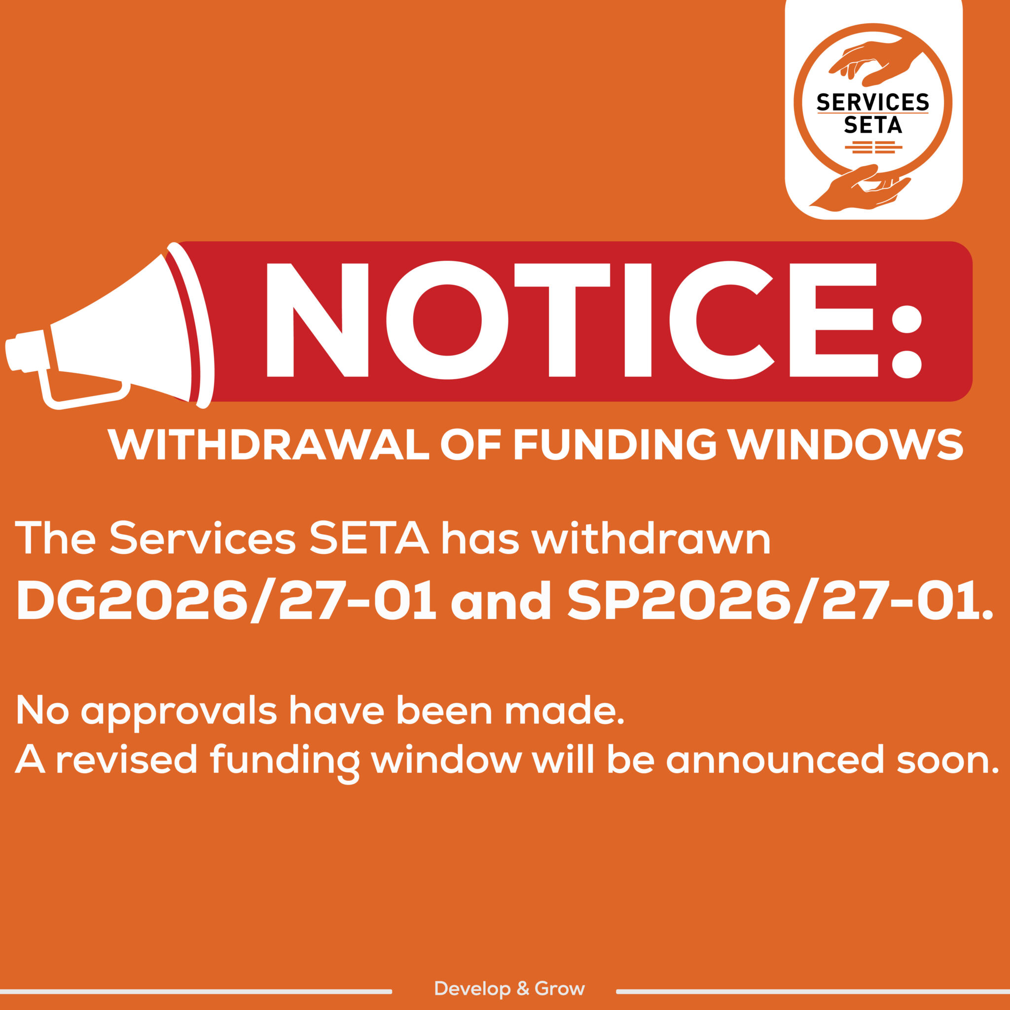 Notice: Withdrawal of Funding Windows