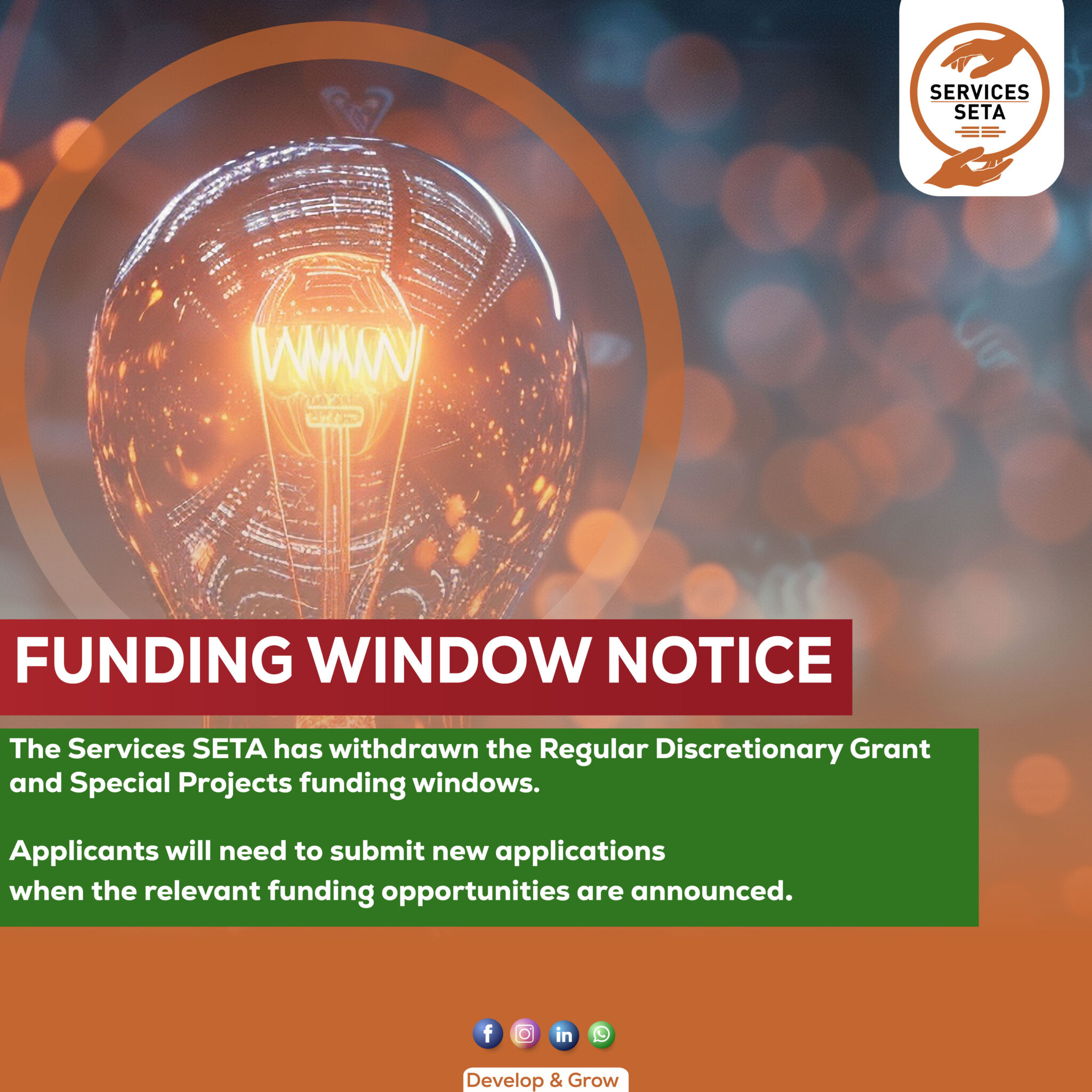 NOTICE: WITHDRAWAL OF FUNDING WINDOWS